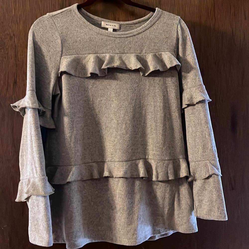 Cute lightweight sweater with ruffles